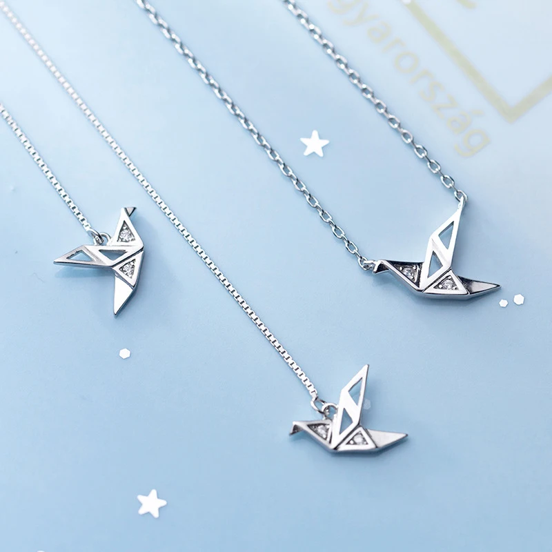 Modian 925 Sterling Silver Jewelry Gift Thousand Paper Crane Drop Earrings For Women Sparkling Dangle Ears Statement Jewelry