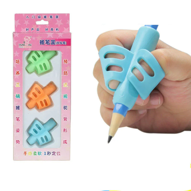 3 Pcs Bambini di Scrittura Matita Pan Holder Bambini di Apprendimento Practise Della Penna Del Silicone Aid Grip Dispositivo di Correzione Della Postura per Gli Studenti