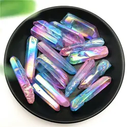 50g Electroplated Blue and Pink Titanium Aura Lemurian Crystal Wand Point Healing Crystal Stone Natural Stones and Minerals