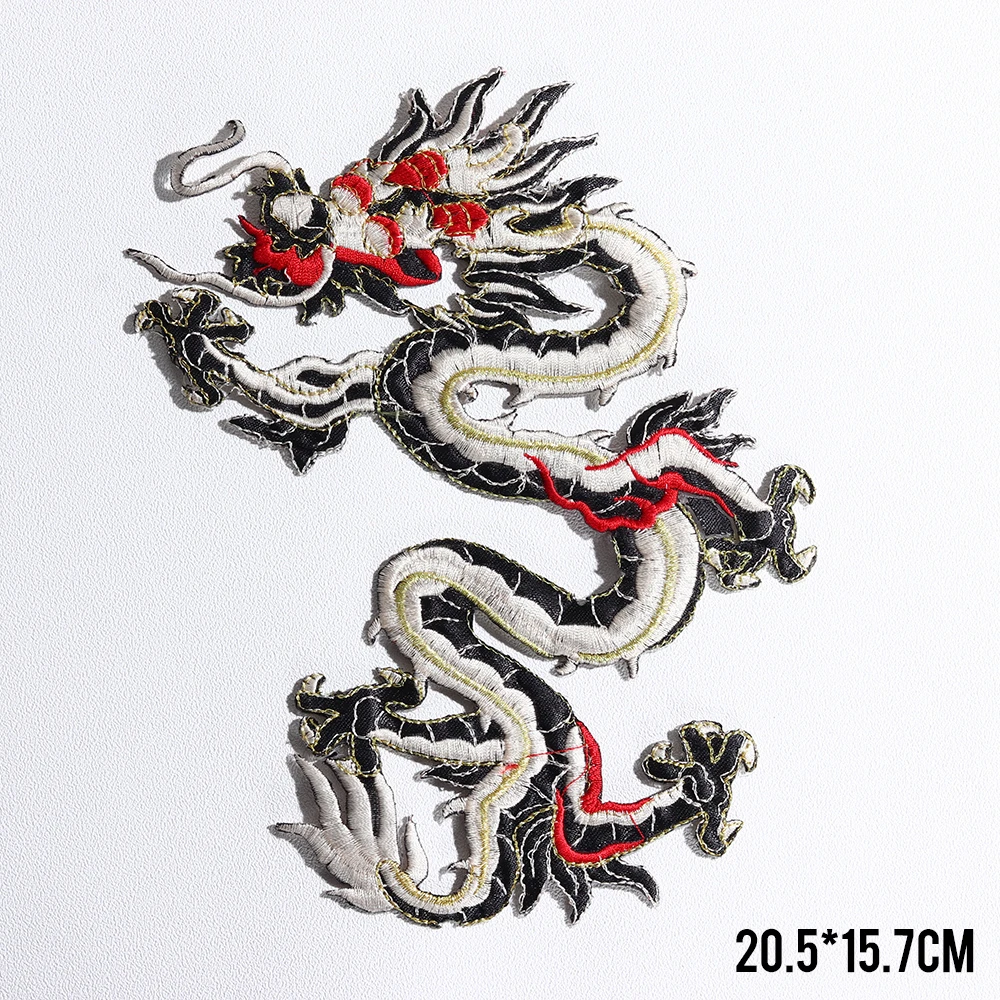 Exquisite Animal Chinese Four claw Cyan Dragon Embroidery Patch wholesale DIY Garment Accessory Patch Free Delivery