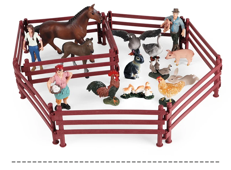 Oenux Simulation Bauernhof Zaun Szene Spielzeug Bäume Haus Bauer Einhorn Tiere Modell Miniatur Handwerk Hause Dekoration Nette Kinder Geschenk – Detail 7