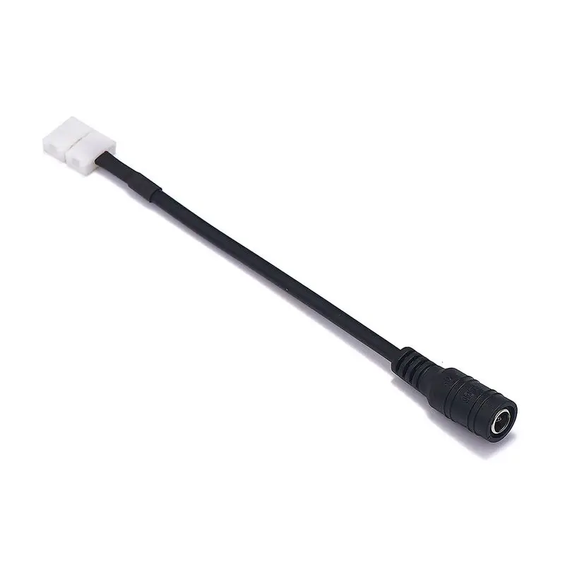 8mm 10mm 2 Pin Female 5.5*2.1mm DC 12V Jack Connector Cable Wires Adapters For SMD 3528 2835 Single Color LED Strip