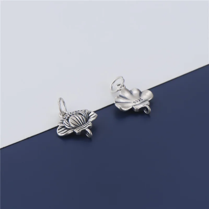 1pc/lot 925 Sterling Silver Flower Connector Charms Matte Craftwork Necklace Connection Silver Pendants DIY Women Jewelry Making