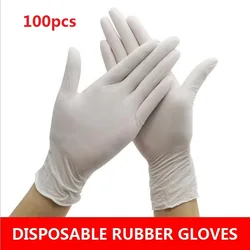 Universal Latex Gloves Disposable White Non-Slip Acid Laboratory Rubber Latex Gloves Household Cleaning Disposable 100/50/30PCS