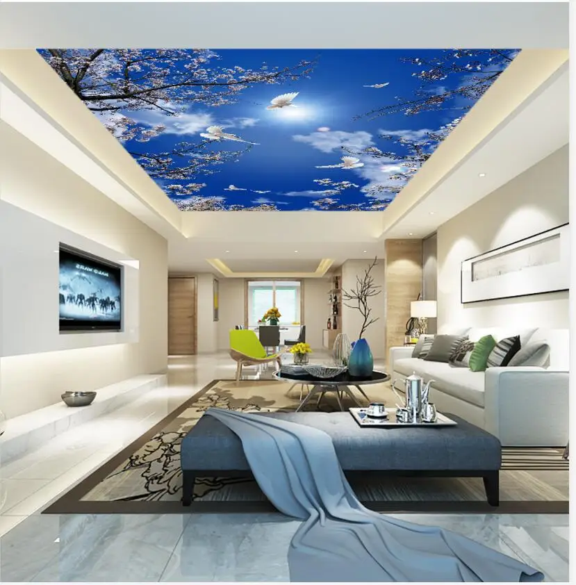 beautiful scenery wallpapers beautiful cherry blossom blue sky ceiling mural 3d ceiling murals wallpaper