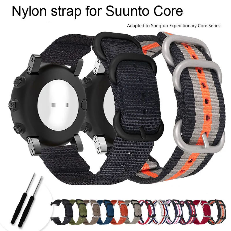 Watchband For Suunto Core Nylon Strap Replacement Canvas Wrist Sport Band With Metal Clasp For Suunto Core Smartwatch