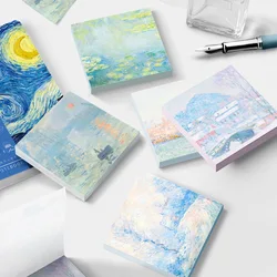 50 folhas/livro mundialmente famosa série de pintura papel nota monet trabalho não-pegajoso nota papel memorando papelaria decoração notebook