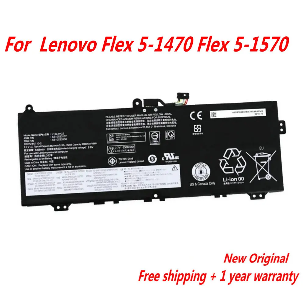 NEW L19D4PG2 Laptop Battery For Lenovo ThinkPad C13 YOGA GEN 1 Chromebook IdeaPad FLEX 5 L19M4PG2 L19L4PG2 7.68V 51WH