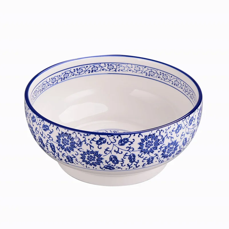 Blue and White Porcelain Noodle Bowl Ceramic Large Bowl Serving Bowls Chinese Dessert Bowl Round Pots Ramen Plates and Bowls