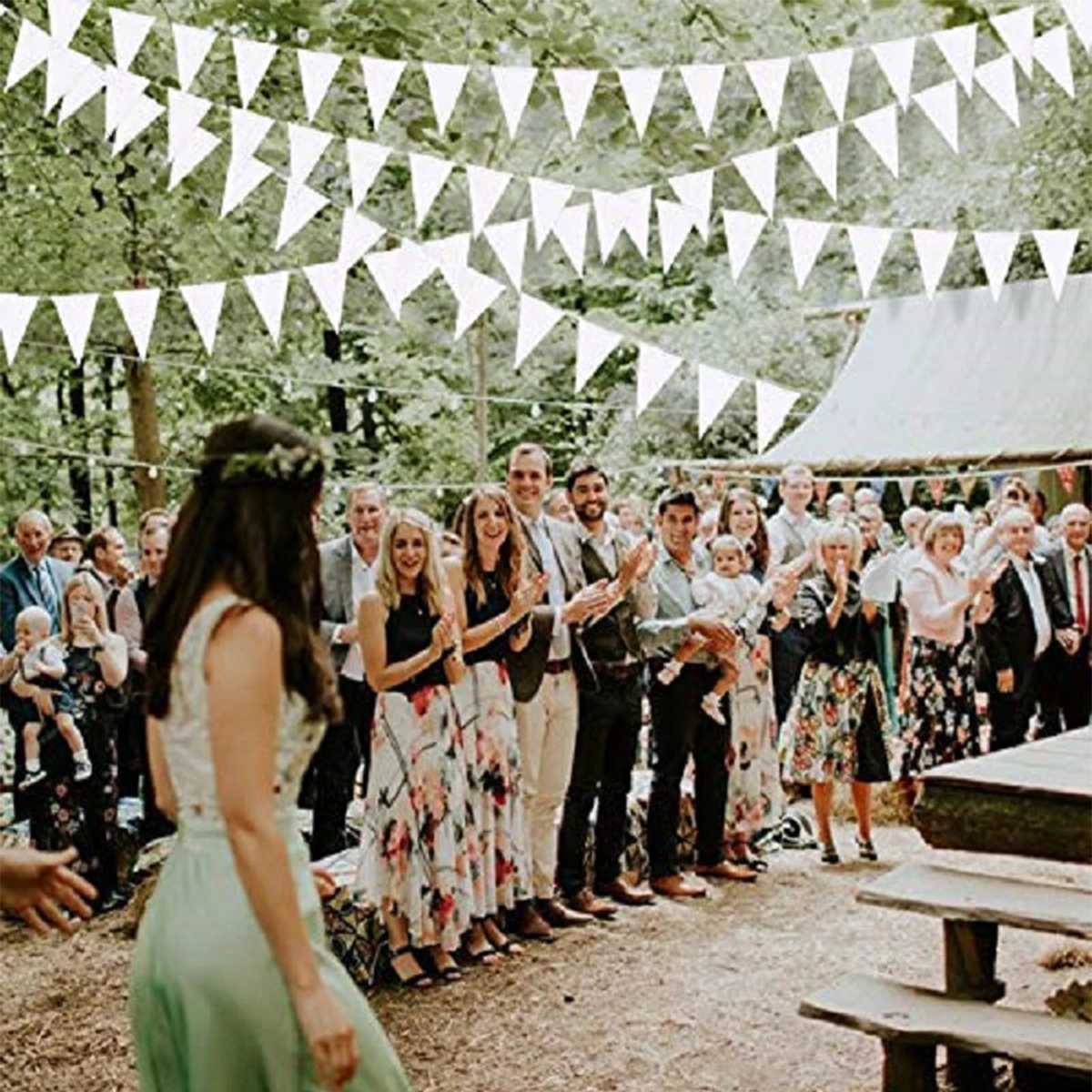 O triângulo branco do aniversário bandeiras banners guirlandas da bandeira do papel branco para o casamento do chá de panela do bebê decorações de