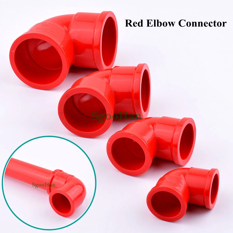 4~20pcs UPVC Pipe 90° Elbow Connector Irrigation System Water Supply Elbow Red Color Hard Tube Connectors Size 20~50mm