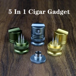 Multi-Function Portable Cigar Holder Cigar Punch Cutter Gadget Pocket Metal Hole Cut Cigar Drill Cigar Draw Enhancer Needle Tool