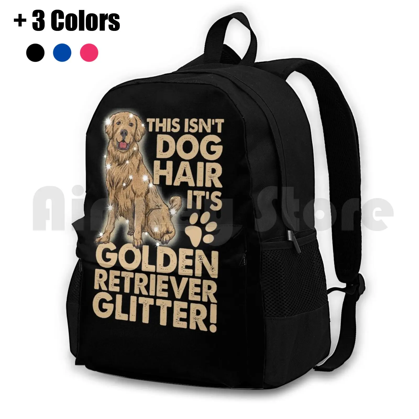 Golden Retriever Dog Glitter Outdoor Hiking Backpack Riding Climbing Sports Bag Golden Retriever Dog Golden Retriever Golden