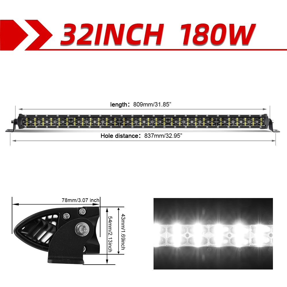 Co Licht 8 "-52" Dubbele Rij Led Licht Bar Spot Led Werk Licht 6d Led Bar 4X4 Truck Atv Auto Dak Offroad Rijlicht 12V 24V
