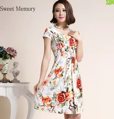 Women Knee-Length A-line Casual Wear Summer Short Dress Party Robe Plus Size Cocktail Dresses Wholesale Clothing L XL XXL XXXL