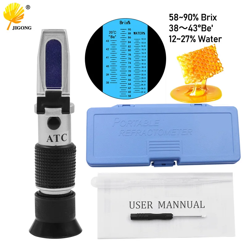 

Refractometer honey Tester 58-90% Brix 38-43 ° Baume 12-27% water for beekeeper beekeeper honey refractometer sugar meter reteno