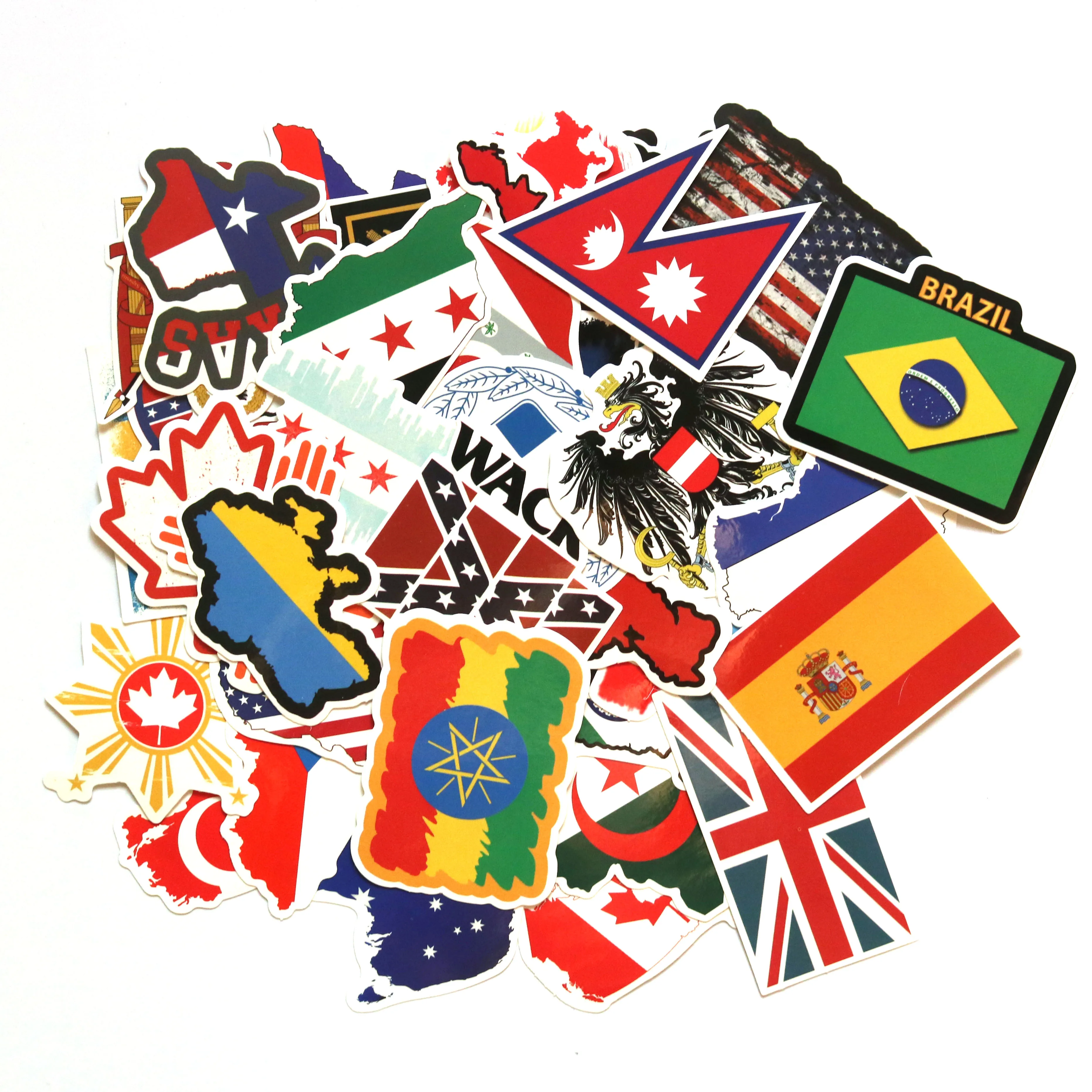 10/30/52PCS National Flags Stickers For Waterproof Decal Laptop Motorcycle Luggage Snowboard Fridge Phone Car Sticker