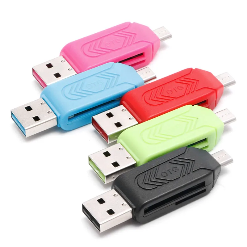 Lector de tarjetas de memoria 2 en 1, Micro USB 2,0, OTG, SDXC, TF, SD, para teléfono inteligente Android y PC