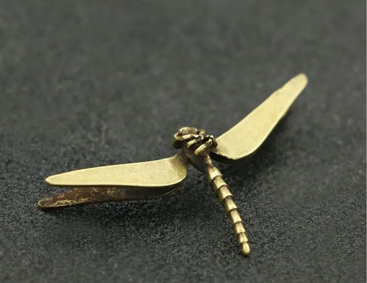 Handmade pure Brass exquisite dragonfly craft DIY ornament Miniature Fitting desktop decoration accessories a3204