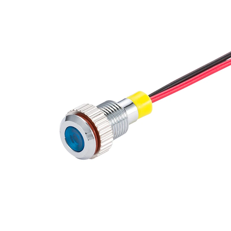 8Mm Ip62 Waterdicht Één Kleur Knipperende Led Metalen Waarschuwingslampje 8Mm Pilot Signaallamp 3V 6V 12V 24V 36V Dc Met Draad