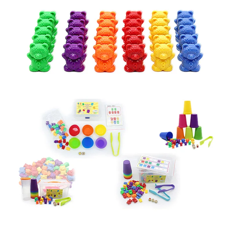 Counting Mathematics Rainbow Muffin Cup Six Color Weights Little Bear Children Toys Montessori Teaching Aids