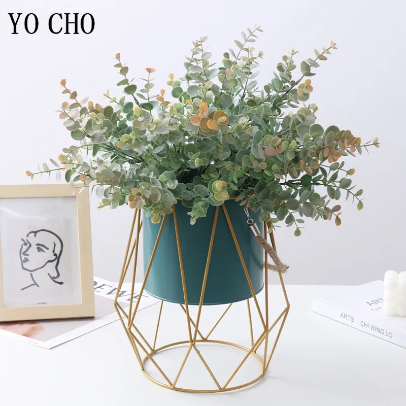 5 Fork/Bunch Silk Eucalyptus Leaves Branch Artificial Plant DIY Wedding Garden Decor Wreath Scrapbooking Flower Arrangement Art