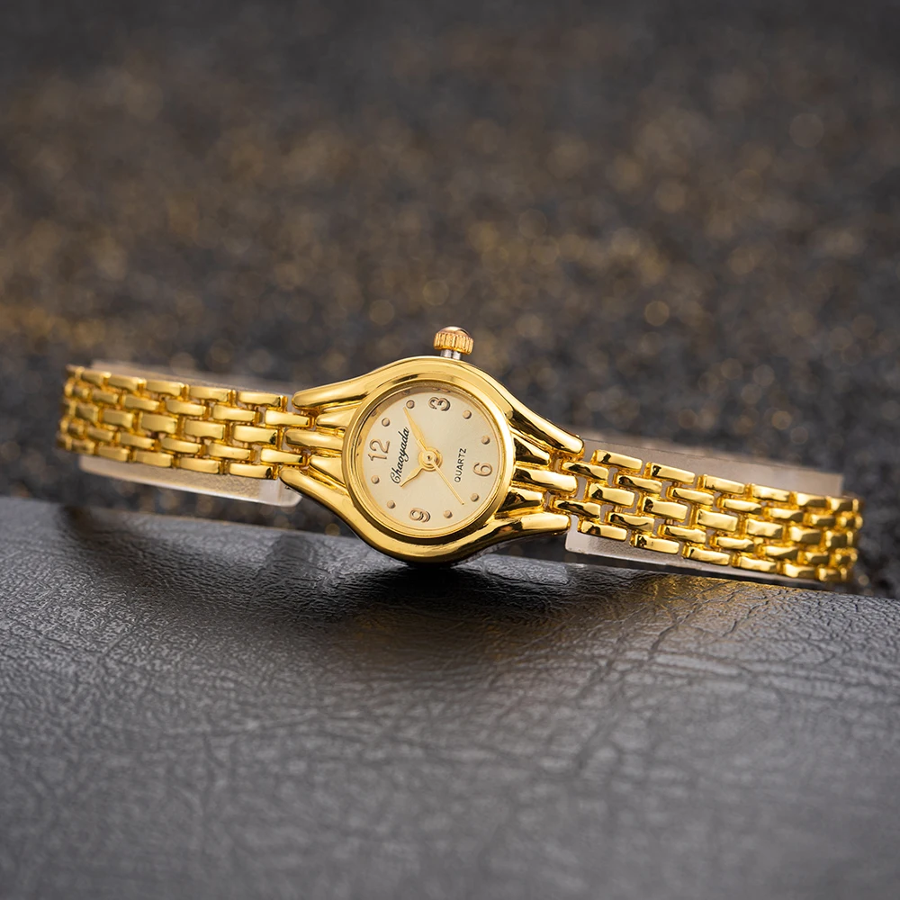 

Luxury Women's Gold Bracelet 2023 New Ladies Watch Golden Small Round Dial Metal Quartz Wristwatch for Women Relojes De Mujer