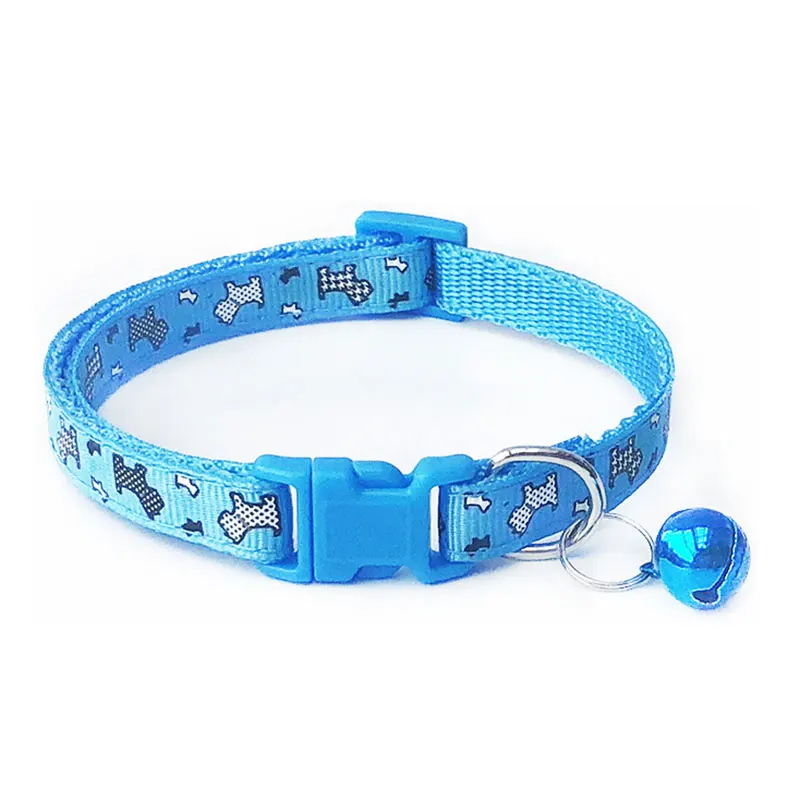 Moda bonito bell pet collar teddy pomeranian cão dos desenhos animados imprimir colar ajustável pendurado sino gato colar acessórios