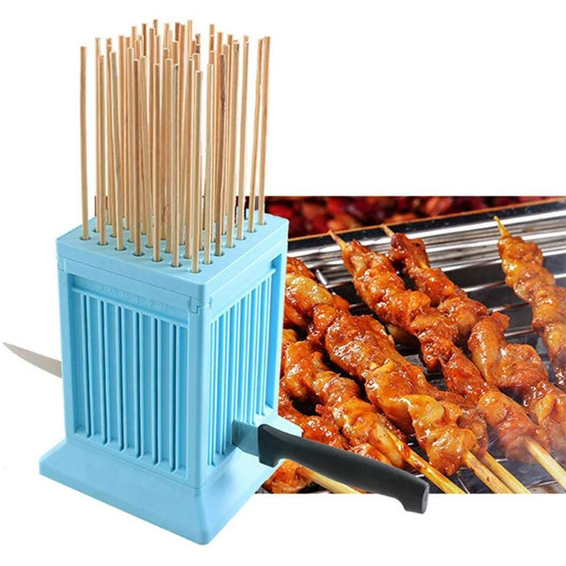 New BBQ Skewer Meat Maker Meat Skewer Tool 49 Holes Kebab Making Box BBQ Grill Food Beef Meat Slicer Kebab Brochette Maker