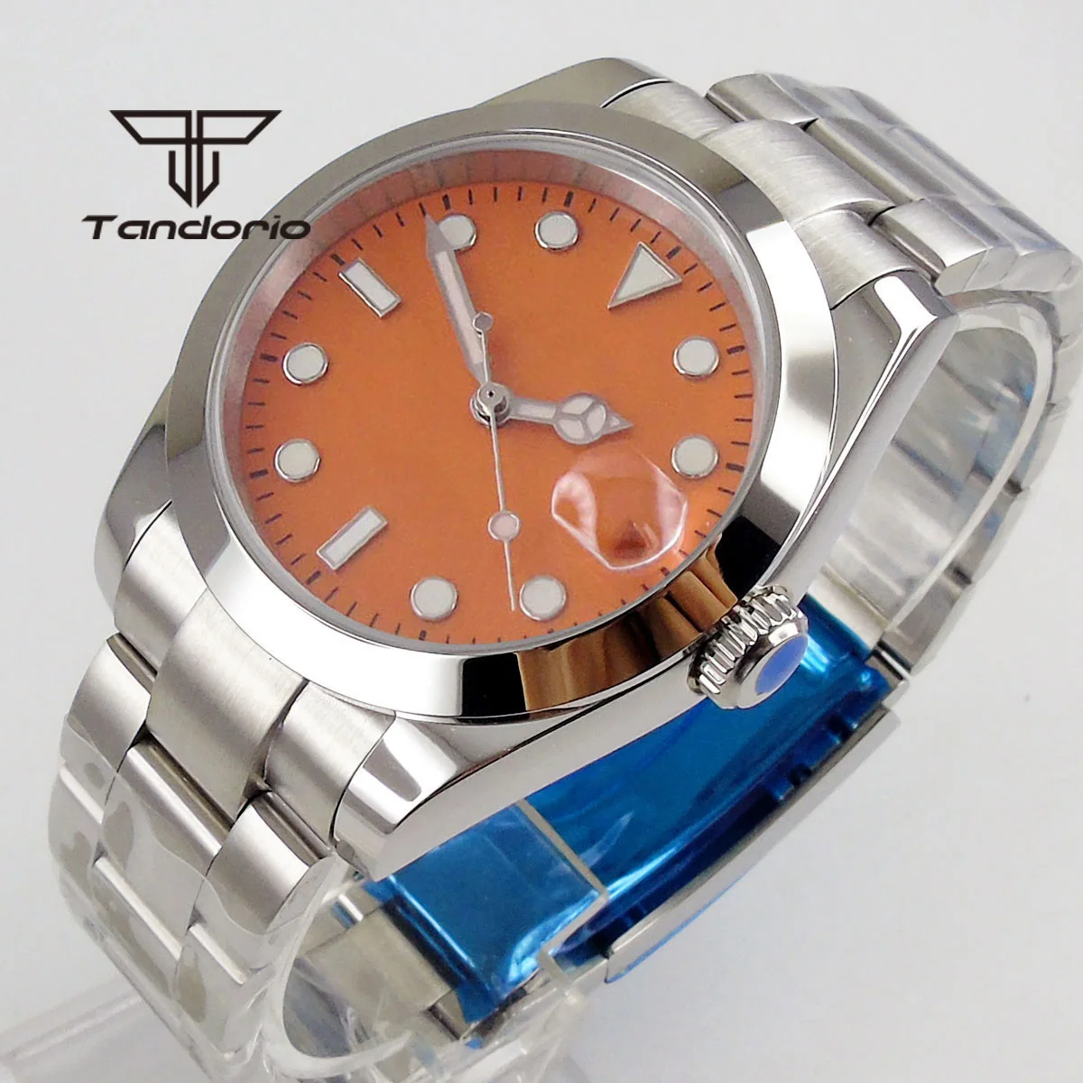 

36mm/39mm 24 Jewels NH35A Automatic Men's Watch Sapphire Glass Polished Bezel Bracelet Glide Lock Orange/Yellow/Blue Dial