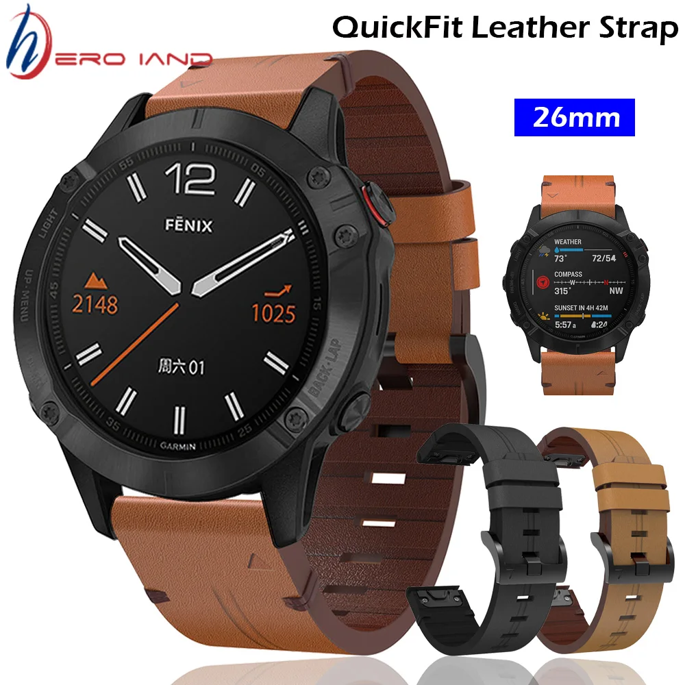 

26MM Watchband Strap for Garmin Fenix 6X 7X 5x 5xPlus 3 3HR Watch Quick Release Band Leather Easy Fit Wristband for Fenix 6x Pro