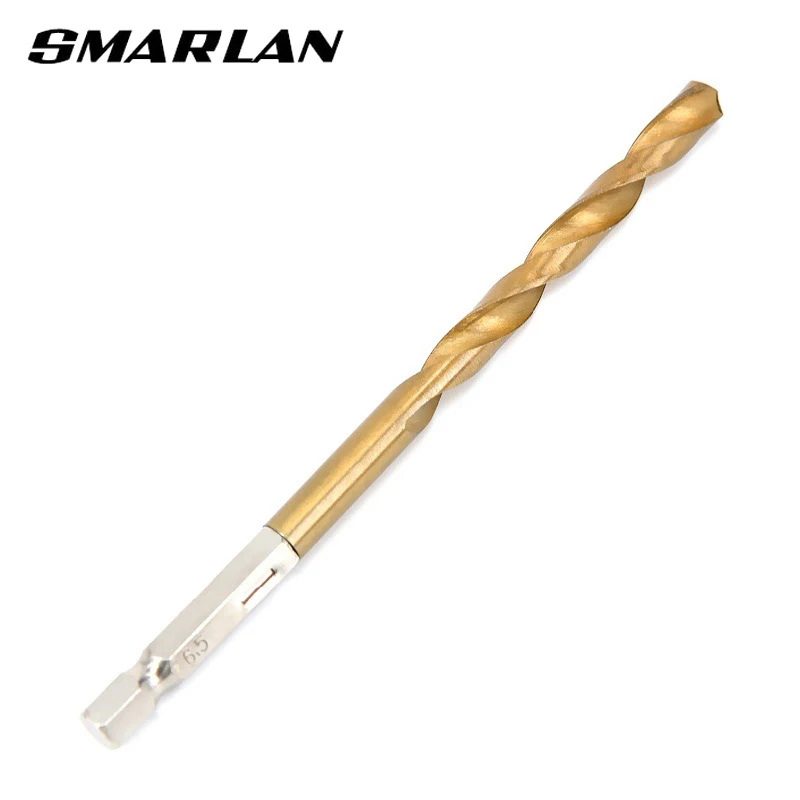 SMARLAN 13 Buah Set Mata Bor Lapis Titanium Baja Kecepatan Tinggi HSS 1/4 Mata Bor Hex 1.5-6.5Mm Set Alat Pertukangan