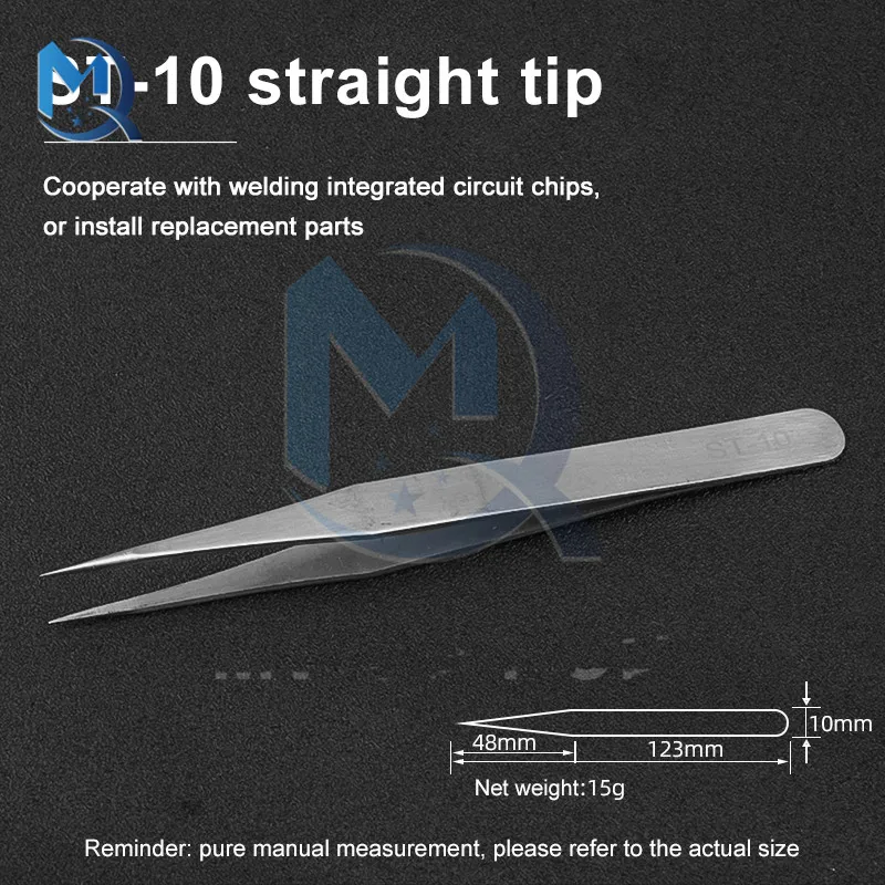 Hardened Stainless Steel Anti-Static Tweezers Industrial-Grade Parts Clips Curved Straight Tweezers Repair  Maintenance Tools