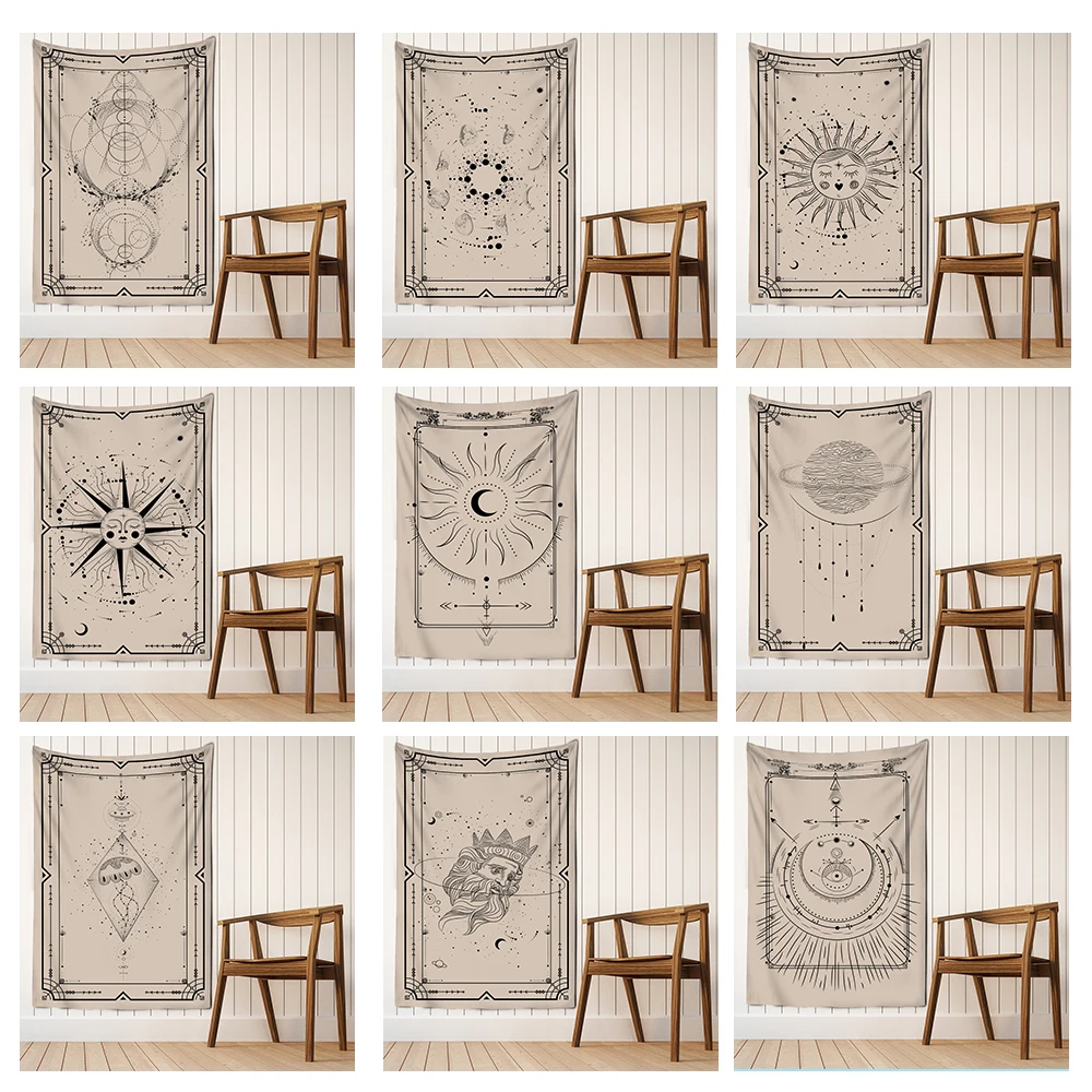 Psychedelic Star And Moon Tarot Tapestry Wall Hanging Bohemian Hippie Tapiz Witchcraft Art Home Decor