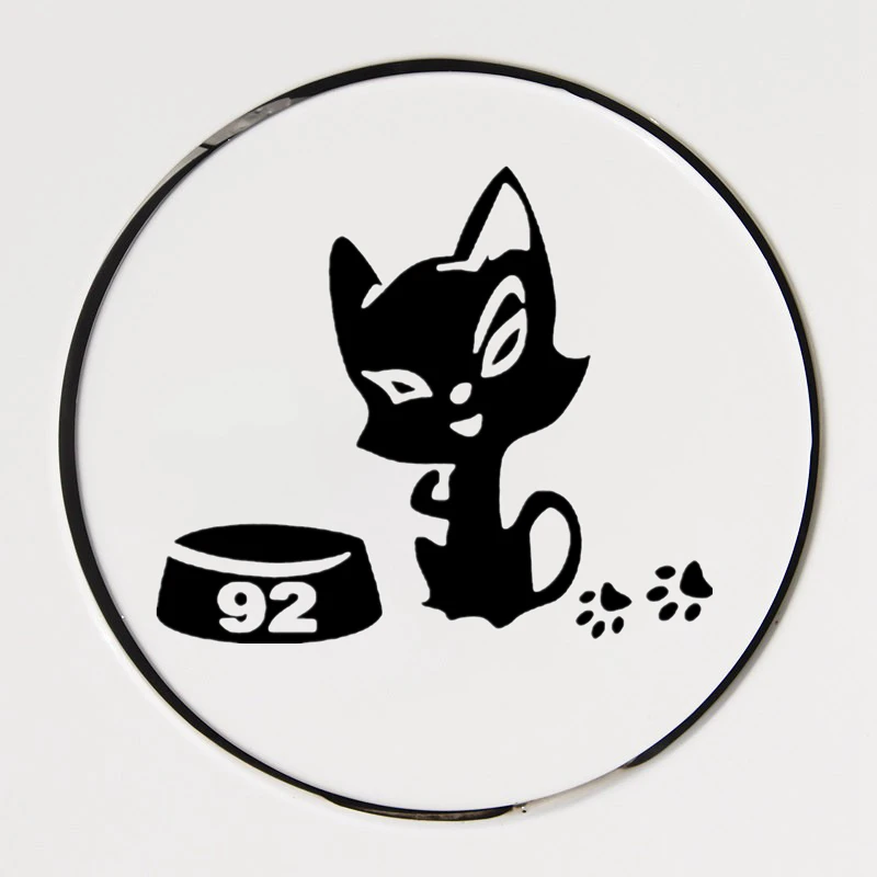 CK3167# 12x14cm Cat on a gas tank 92 funny car sticker vinyl decal white/black car auto stickers for fuel tank cap
