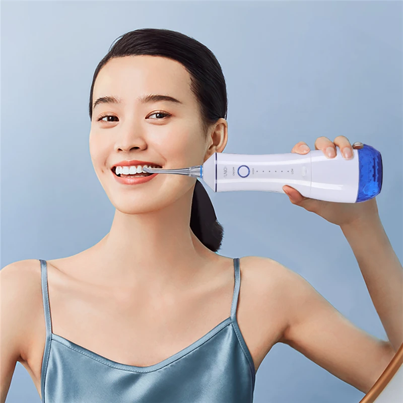 جهاز تنظيف الأسنان بالماء, جهاز محمول لتنظيف الأسنان بالماء 320 مللي بخزان مياه 180PSI نفاثة للأسنان 6 أوضاع USB قابلة للشحن منظف الأسنان 6 فوهات
