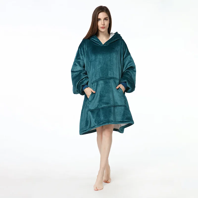 Winter Thicken Robe Warm Hooded Sleepwear Long Sleeve Sleep Tops Flannel Nightgown Femme Nightwear Loose Home Clothing