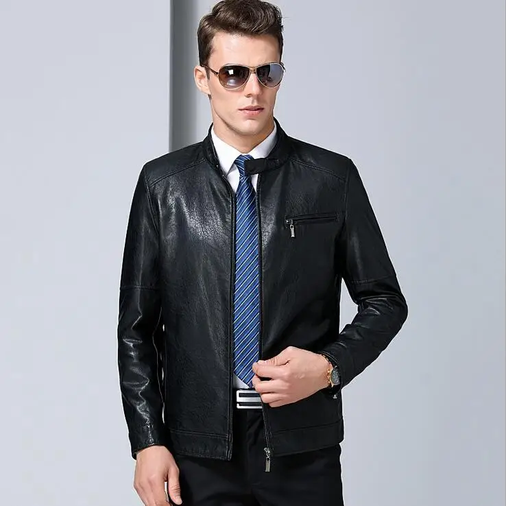 Men Business Casual New plus size Male motorcycle Genuine leather jacket Outerwear Men's Sheep skin jackets Coats M-3XL