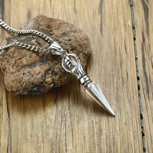Kalung Liontin Phurba Kilaya Baja Tahan Karat Pria Perlindungan Jimat Belati Buddha Tibet Vajrayana Buddha Vajra Dorje 24 12 kalung vajra penjualan terbaik - №
