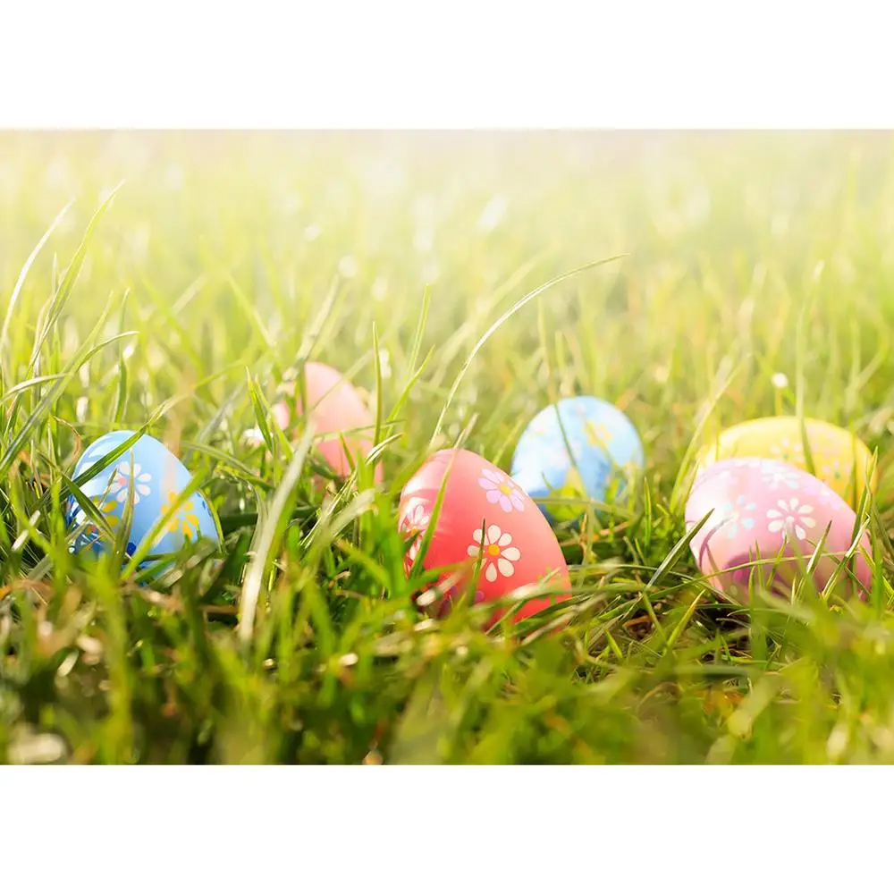 Easter Eggs Grassland Bokeh Photographic Backgrounds Vinyl Cloth Backdrops for Baby Children Home Party Photophone Photo Studio