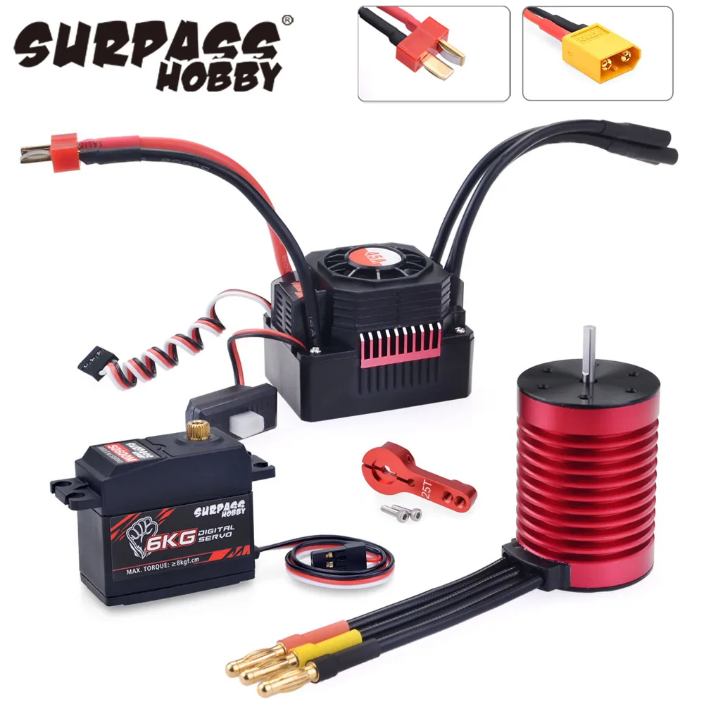 SURPASSHOBBY KK Waterproof Combo F540 3000KV 4370KV 3930KV Brushless Motor 45A ESC 6KG Servo for 1/10 RC Car Tamiya Axial Redcat