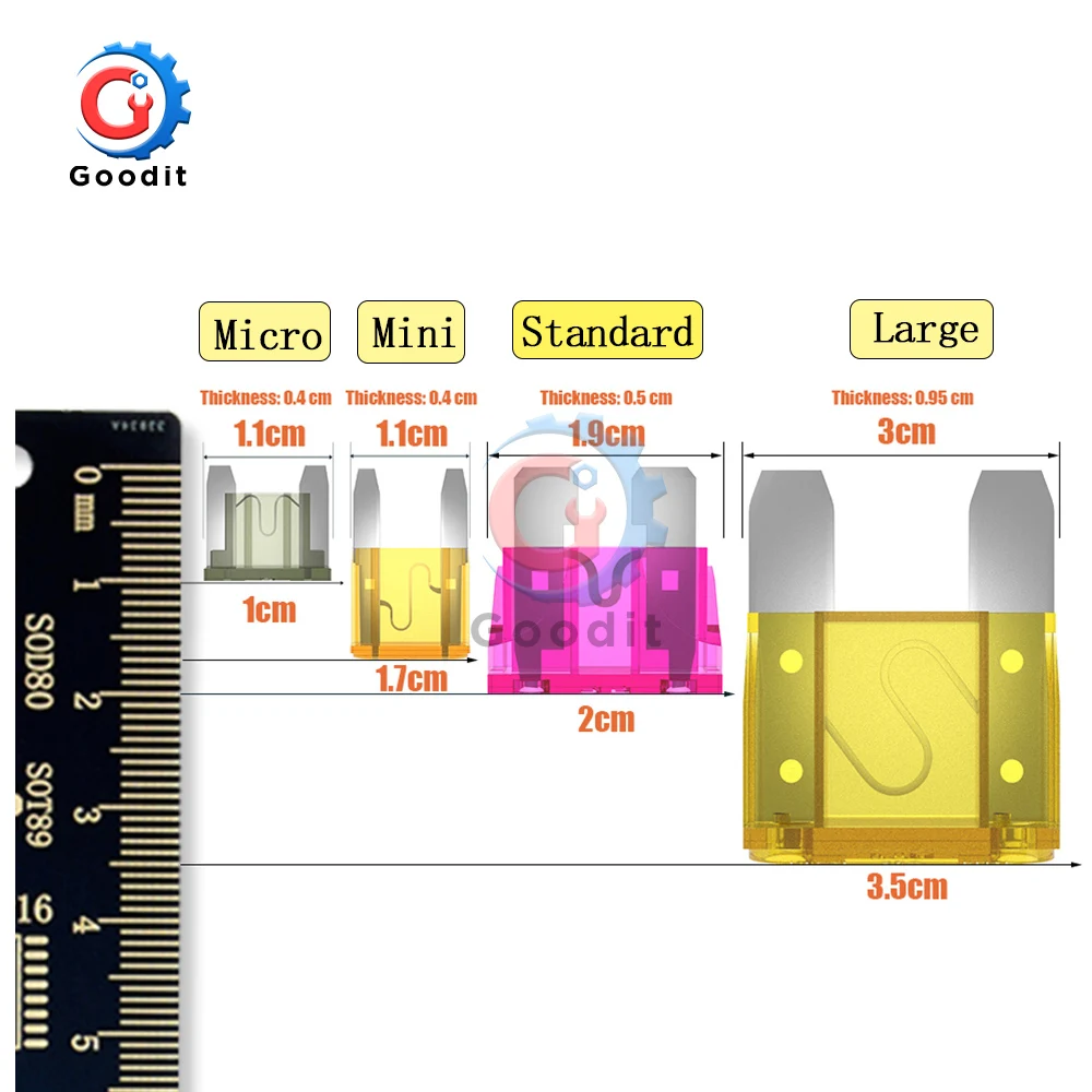 10pcs Mini Standard Micro Fuses 5A 7.5A 10A 15A 20A 25A 30A 35A 40A Amp Clip Assortment Auto Blade Type Fuse Set for Car Truck