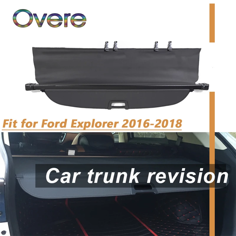 Overe 1Set Car Rear Trunk Cargo Cover For Ford Explorer 2016 2017 2018 Car-styling Black Security Shield Shade Auto accessories