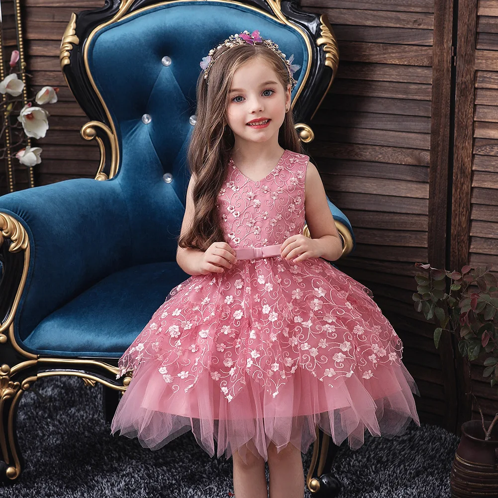 

0-5years Toddler Baby Princess Dress Birthday Tulle Dress Lace Appliques Mesh Layered Baptism Wedding Party Ball Gown Frocks