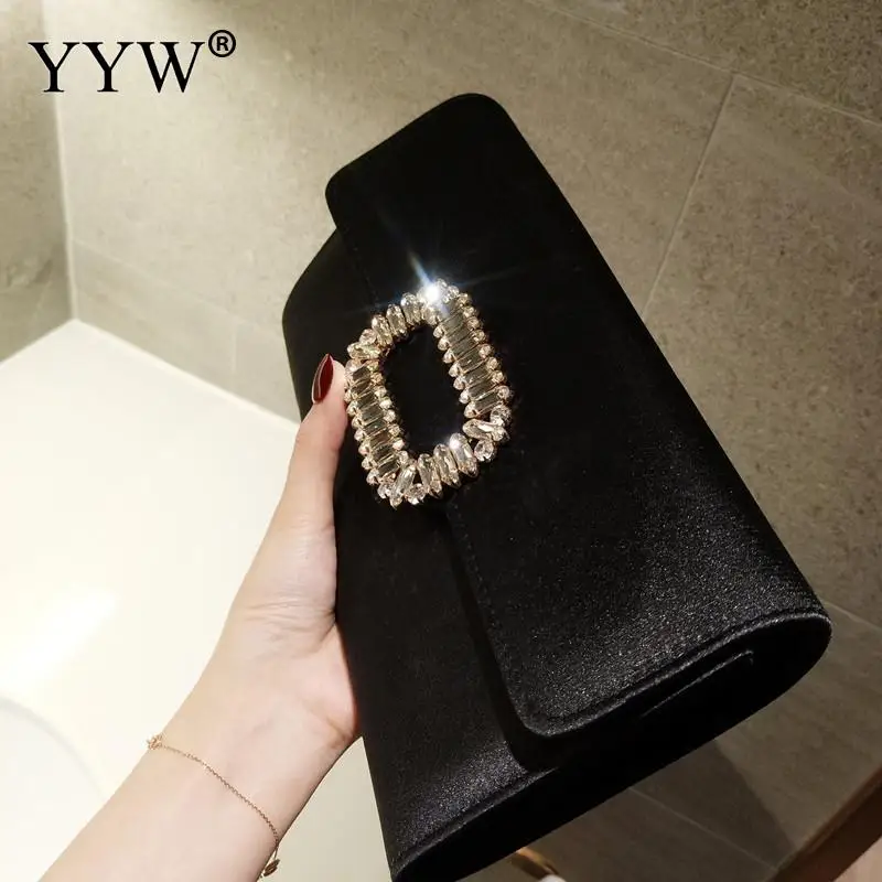 Silk Satin Purses and Handbags Luxury Square Rhinestone for Women Wedding Party Handbag Evening Bag Wedding Clutch Wallet Female