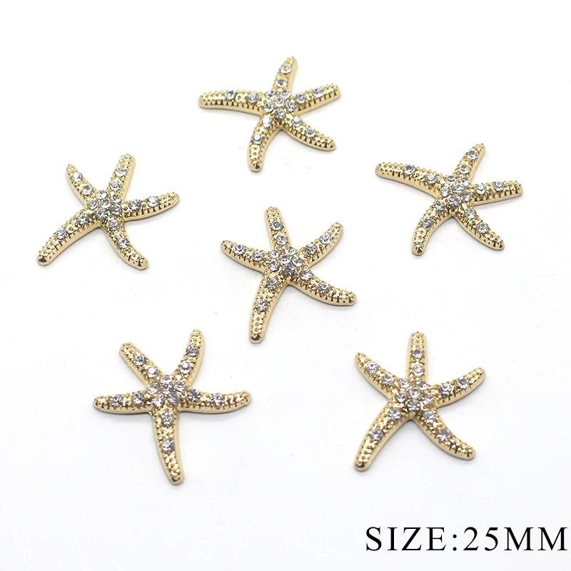 Flash di vendita del diamante 10pcs 25 MILLIMETRI tasto del rhinestone della lega dei monili delle stelle marine ricambi accessori festival di