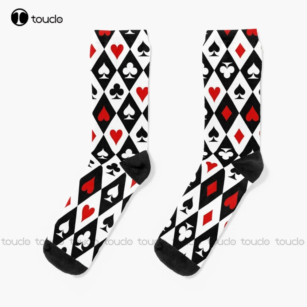 Playing Cards Suit Symbols Socks Novelty Socks Christmas New Year Thanksgiving Day Gift Unisex Adult Teen Youth Socks Custom