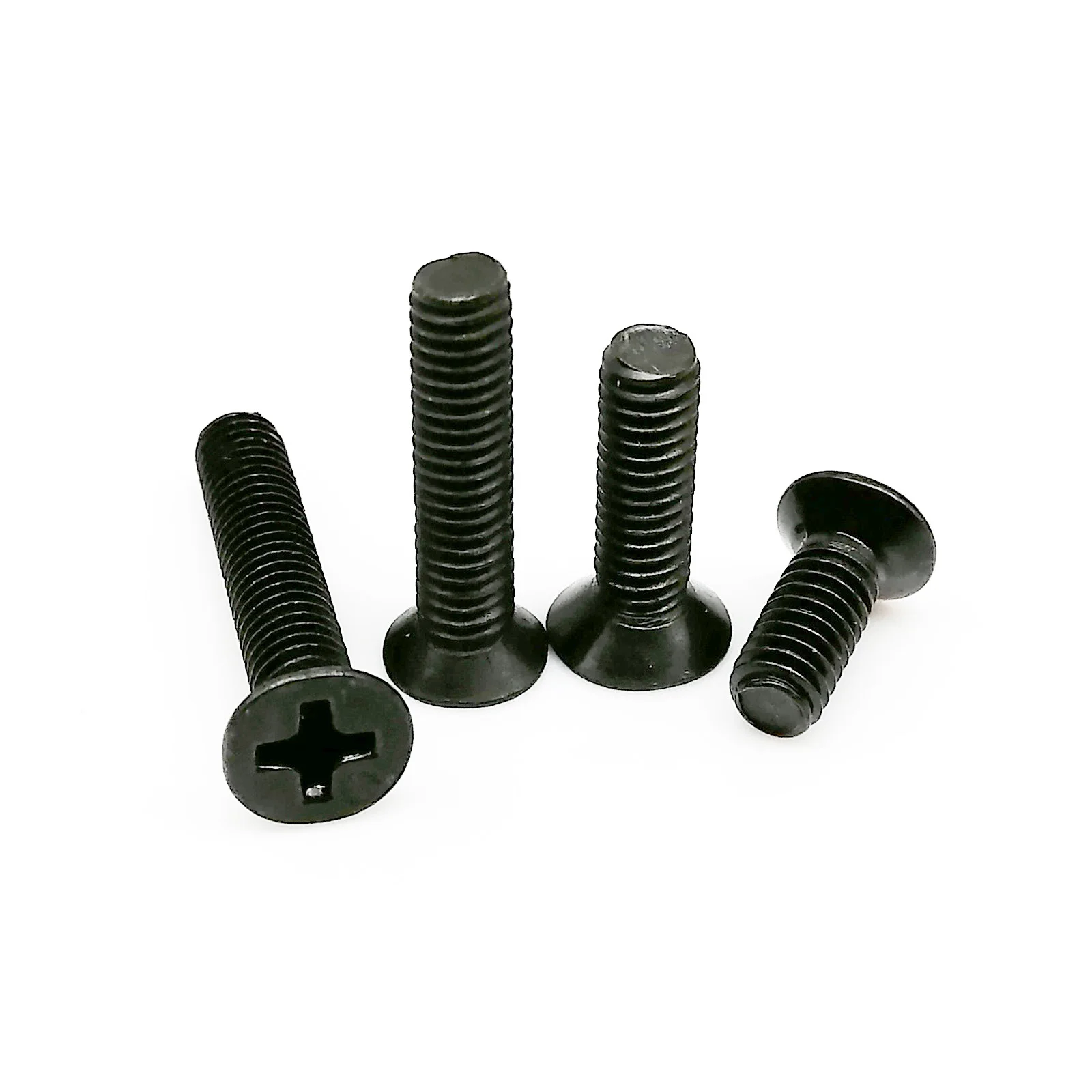 HZYUEGOU 50 Stück M1 M1.2 M1.4 M1.6 M2 M2.5 M3 M3.5 M4 Kleine Mikro-Schrauben aus schwarzem Stahl mit Kreuzschlitz, Flachkopf und Senkkopf – Detail 3