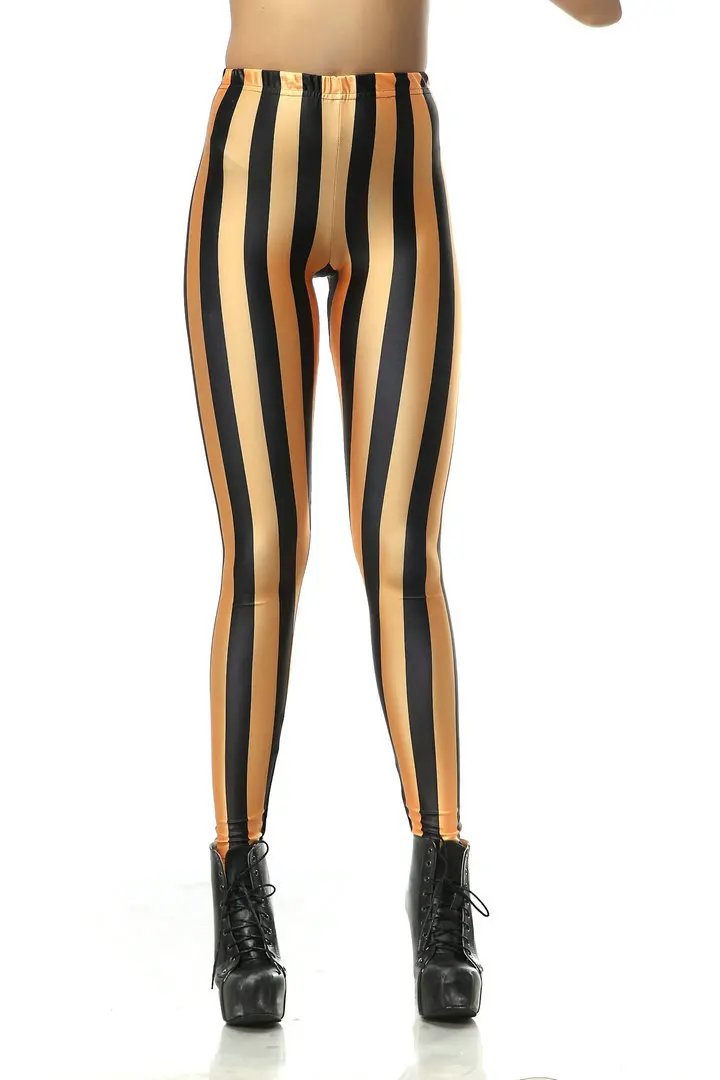 Sexy cintura alta elástico leggings moda amarelo preto listra impressão calças casuais esportes fitness leggings magro hip-lift calças