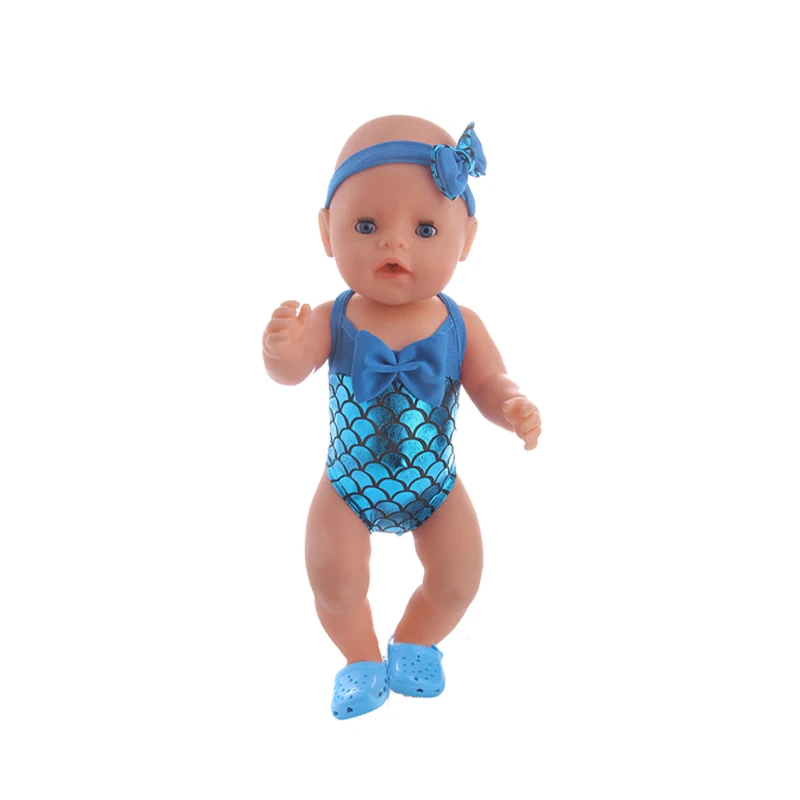 Doll Clothes  Swimming Suit Raniy Accessories Summer Hole Slipper For 18Inch American &43Cm Born Baby Our Generation Girl's Gift